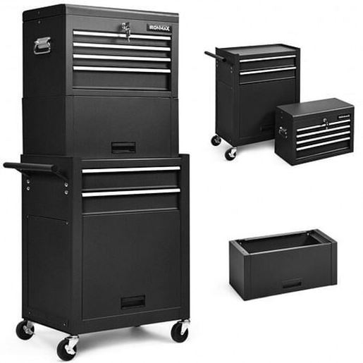 Picture of 6-Drawer Tool Chest w/ Heightening Cabinet-Black - Color: Black