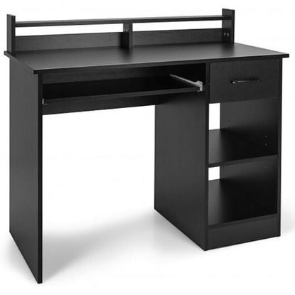 Picture of Study Laptop Table with Drawer and Keyboard Tray-Black - Color: Black