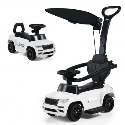 Picture of 3 in 1 Licensed Jeep Kids Push Car with Canopy-White - Color: White