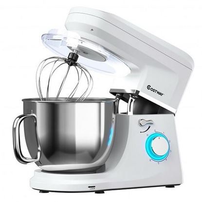 Picture of 7.5 QT Tilt-Head Stand Mixer 6 Speed 660W with Dough Hook Beater -White - Color: White