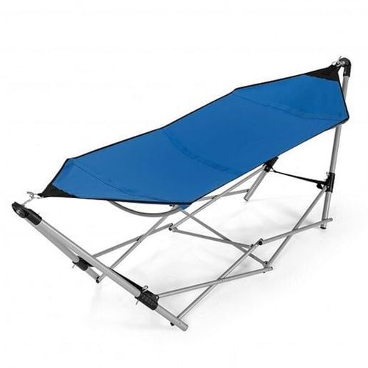 Picture of Portable Folding Steel Frame Hammock with Bag-Blue - Color: Blue