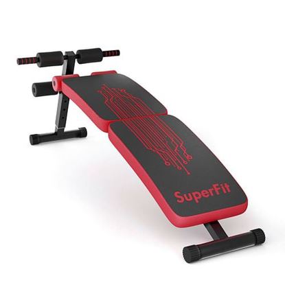 Picture of Abdominal Twister Trainer with Adjustable Height Exercise Bench-Red - Color: Red