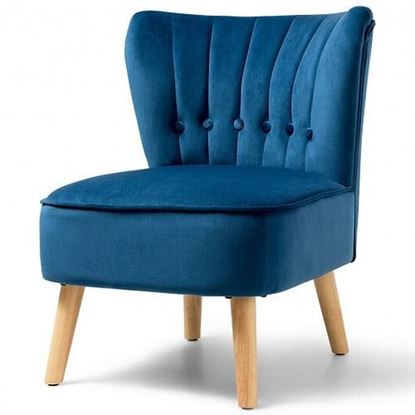 Picture of Armless Accent Chair Tufted Velvet Leisure Chair-Blue - Color: Blue - Size: 21.5" x 27" x 28.5"