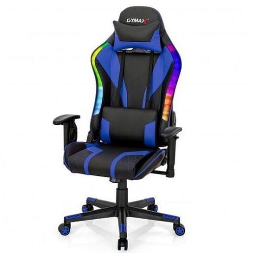 Picture of Gaming Chair Adjustable Swivel Computer Chair with Dynamic LED Lights-Blue - Color: Blue