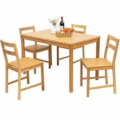 Picture of 5 Pieces Dining Table Set with 4 Chairs-Natural - Color: Natural