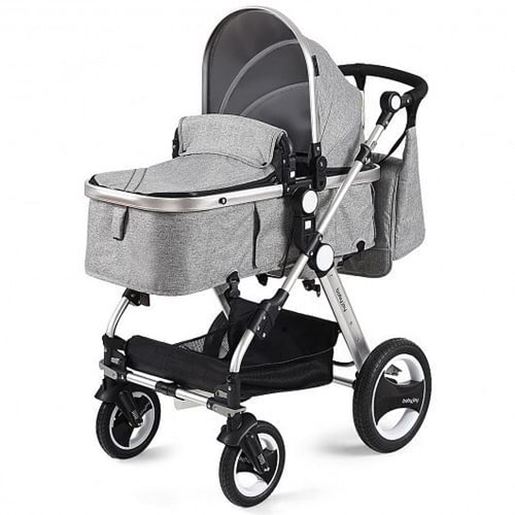 Foto de Folding Aluminum Baby Stroller Baby Jogger with Diaper Bag-Gray - Color: Gray