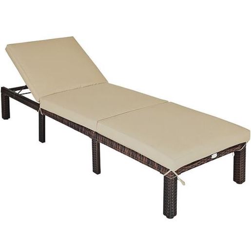 Picture of Outdoor Rattan Adjustable Cushioned Chaise - Color: Brown