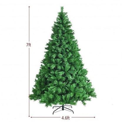 Picture of Pre-Lit Hinged Lifelike Lush Artificial Christmas Tree with PVC Tips-7' - Color: Green - Size: 7 ft