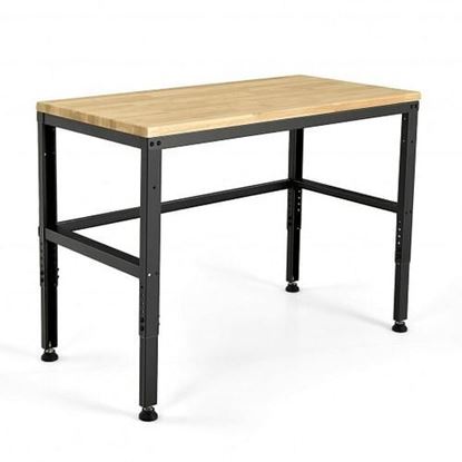 Picture of 48 Inch Adjustable Solid Oak Workbench with 2000lbs Heavy-Duty Capacity-Natural - Color: Natural