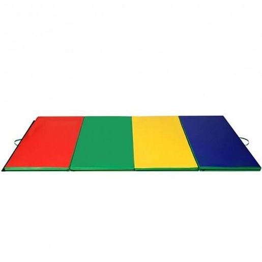 Picture of 4 Feet x 10 Feet Thick Folding Panel Gymnastics Mat-Color - Color: Deep Multicolor