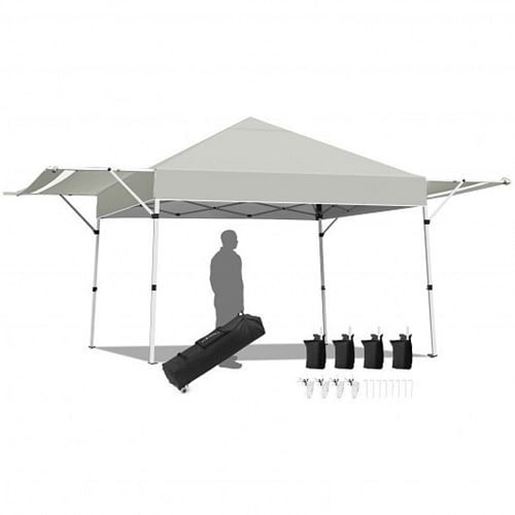 Picture of 17 Feet x 10 Feet Foldable Pop Up Canopy with Adjustable Instant Sun Shelter-Gray - Color: Gray