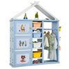 Picture of Kids Wardrobe Costume Storage Closet Pretend Dresser Hanging Armoire-Blue - Color: Blue