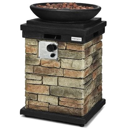Foto de 40000BTU Outdoor Propane Burning Fire Bowl Column Realistic Look Firepit Heater-Gray - Color: Gray