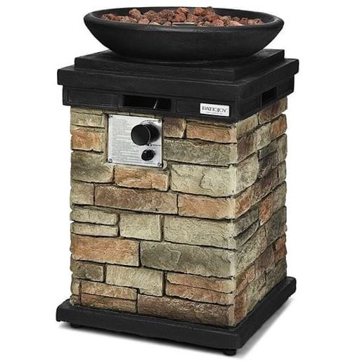 Foto de 40000BTU Outdoor Propane Burning Fire Bowl Column Realistic Look Firepit Heater-Gray - Color: Gray