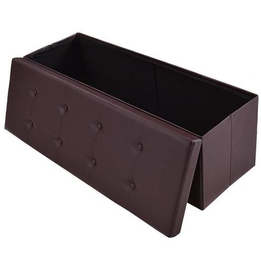 Picture of 45" Large Folding Ottoman Storage Seat - Brown - Color: Brown