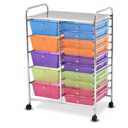 Picture of 15 Drawers Rolling Storage Cart Organizer - Color: Multicolor