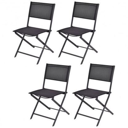 Picture of Set of 4 Outdoor Patio Folding Chairs - Color: Black