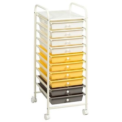 Picture of 10 Drawer Rolling Storage Cart Organizer-Yellow - Color: Yellow