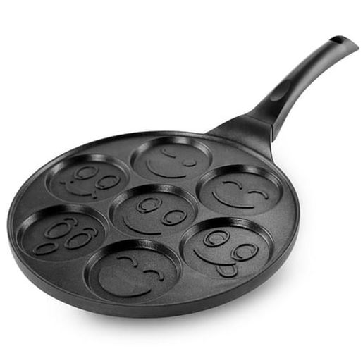 Picture of MegaChef Happy Face Emoji 10.5 Inch  Aluminum Nonstick Pancake Maker Pan with Cool Touch Handle