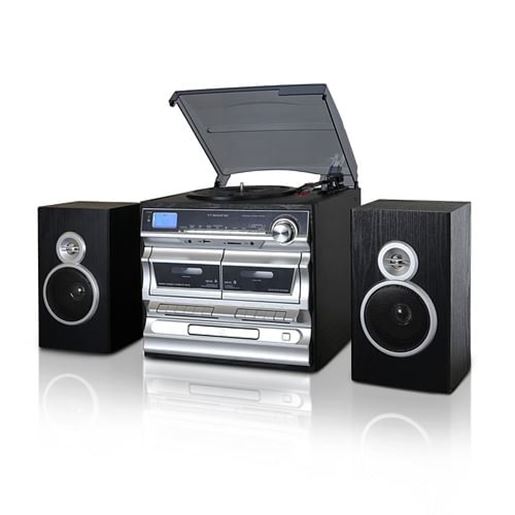 Picture of Trexonic 3-Speed Vinyl Turntable  Home Stereo System with CD Player, Double Cassette Player, Bluetooth, FM Radio & USB/SD Recording