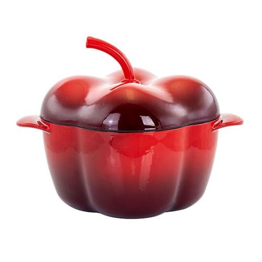 Picture of MegaChef Pepper Shaped 3 Quart Enameled Cast Iron Casserole in Red