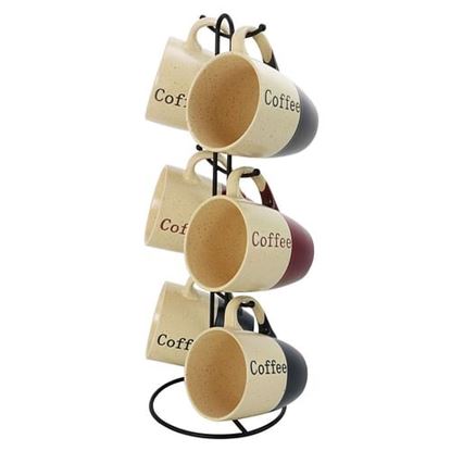 Изображение Elama Coffee House 6-Piece 12 oz. Mug Set with Stand, Assorted Colors