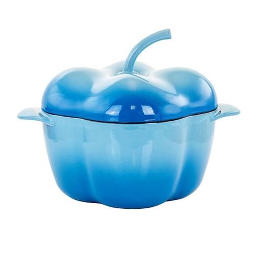 Picture of MegaChef Pepper Shaped 3 Quart Enameled Cast Iron Casserole in Blue