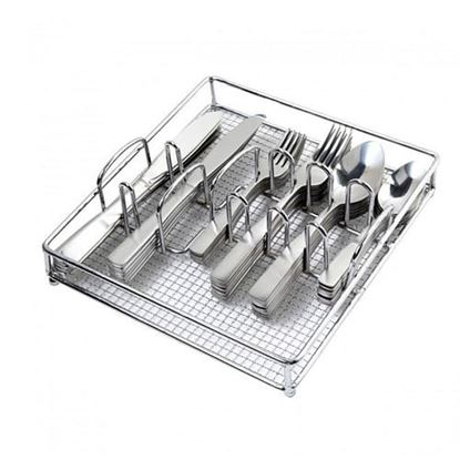 Picture of Gibson Home Abbeville 61 Piece Stainless Steel Flatware Set with Wire Caddy