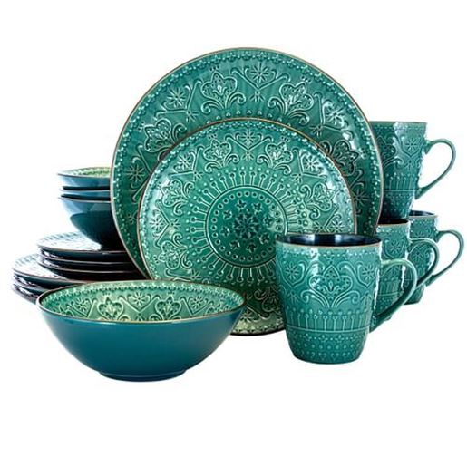 Picture of Elama Sea Foam Mozaic 16 Piece Luxurious Stoneware Dinnerware with Complete Setting for 4