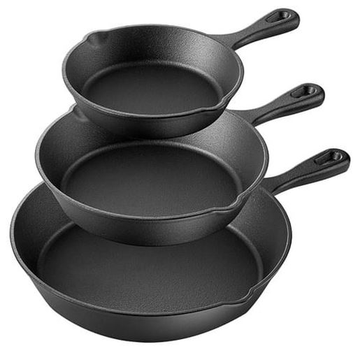 Picture of MegaChef Pre-Seasoned 3 Piece Cast Iron Skillet Set