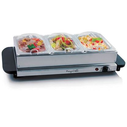 Picture of MegaChef Buffet Server & Food Warmer With 3 Removable Sectional Trays , Heated Warming Tray and Removable Tray Frame