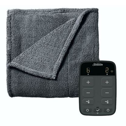 Picture of Sunbeam Queen Size Electric Lofttec Heated Blanket in Slate with Wi-Fi Connection