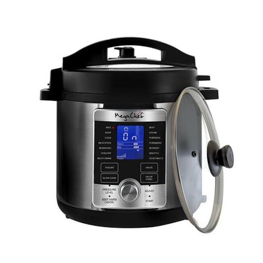 Picture of MegaChef 6 Quart Stainless Steel Electric Digital Pressure Cooker with Lid