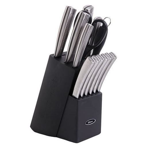 Picture of Oster Wellisford 14 Piece Stainless Steel Cutlery Set with Black Rubber Wood Block