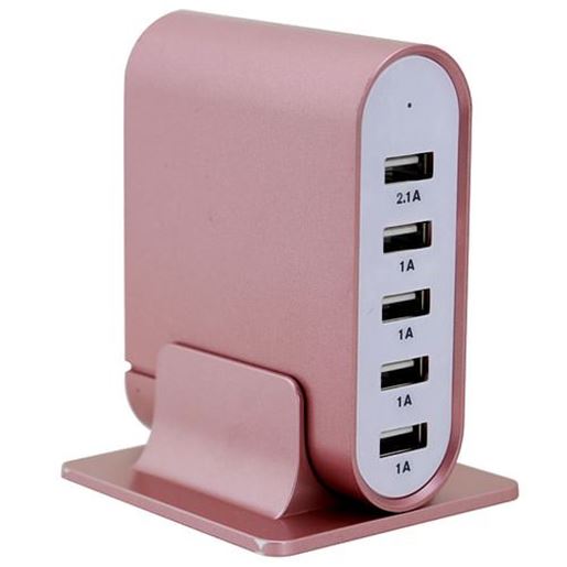 Picture of Trexonic 7.1 Amps 5 Port Universal USB Compact Charging Station in Rose Gold Finish