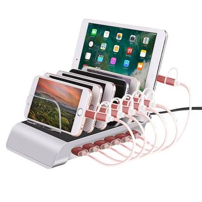 Picture of Trexonic 10.2A 6-Port USB Charging Station with 6 Device Slots, Silver