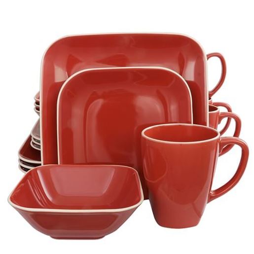 Picture of Gibson Home Square Dance 16-Piece Dinnerware Set, Red