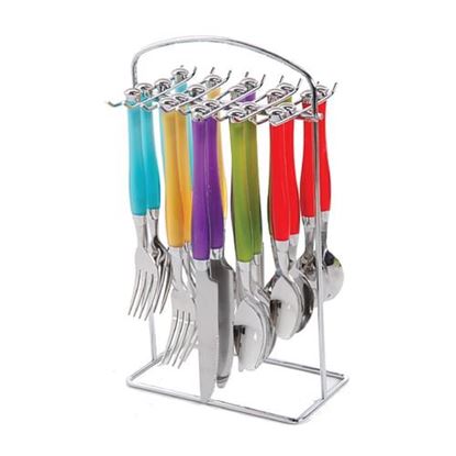 Foto de Gibson Home Santoro 20-Piece Stainless Steel Flatware Set with Hanging Rack inAssorted Colors