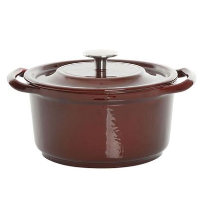 Picture of Kenmore Elite Oak Park 3 Quart Enameled Cast Iron Casserole with Lid and Glass Steamer in Brown