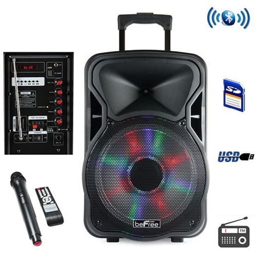 Picture of beFree Sound 15 Inch Bluetooth Rechargeable Party Speaker With Illuminating Lights