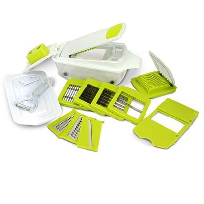 Picture of MegaChef 8-in-1 Multi-Use Slicer Dicer and Chopper with Interchangeable Blades, Vegetable and Fruit Peeler and Soft Slicer