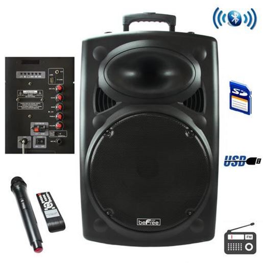 Picture of beFree Sound 15 Inch Bluetooth Powered Portable PA Speaker