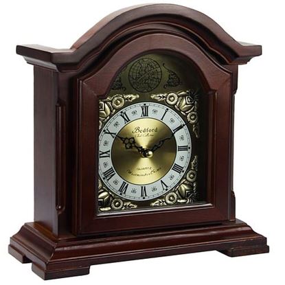 Picture of Bedford Clock Collection Redwood Mantel Clock with Chimes