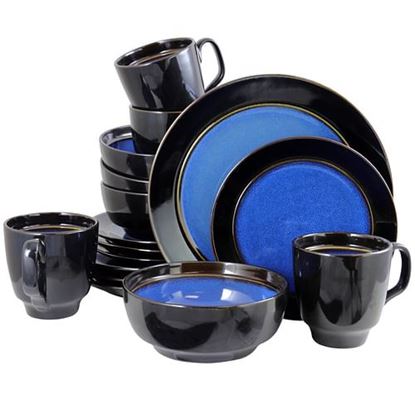Изображение Gibson Elite Bella Galleria 16 Piece Glazed Stoneware Dinnerware Set in Blue