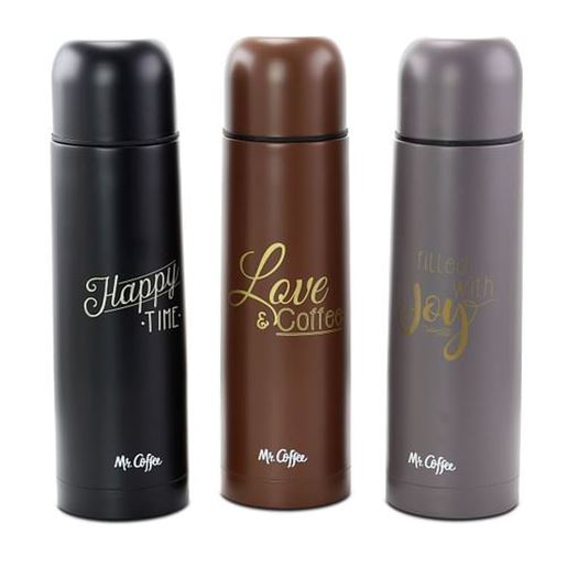 Picture of Mr. Coffee Luster Javelin 3 Piece 16 Ounce Stainless Steel Thermal Travel Bottle Set in Assorted Colors