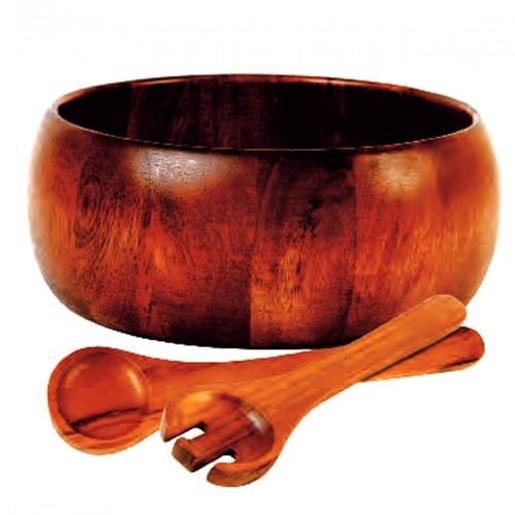 Picture of Gibson Home Laroda 3-Piece Salad Bowl Set, Brown Wood