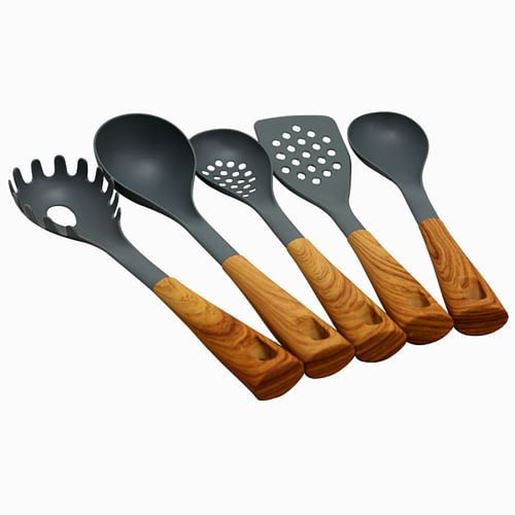 Picture of Oster Everwood Kitchen Nylon Tools Set with Wood Inspired Handles, Set of 5