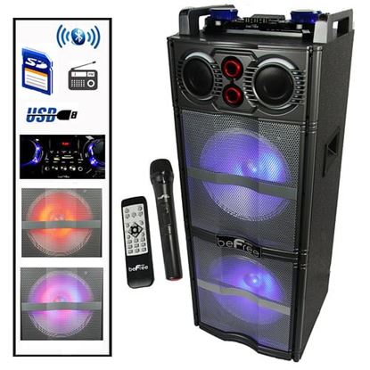 Picture of beFree Sound Double 10 Inch Subwoofer Portable Bluetooth Party Speaker with Reactive Lights