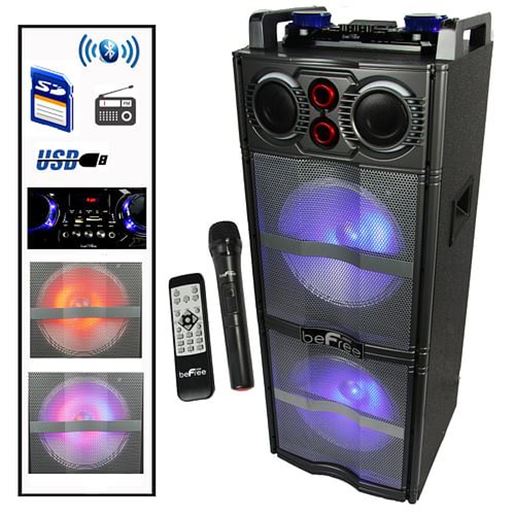 Picture of beFree Sound Double 10 Inch Subwoofer Portable Bluetooth Party Speaker with Reactive Lights