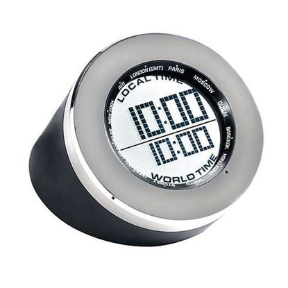 Image de Seth Thomas World Time Multifunction Clock in Black and Silver